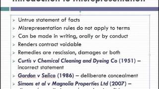 Misrepresentation Lecture 1 of 4 [upl. by Mir]